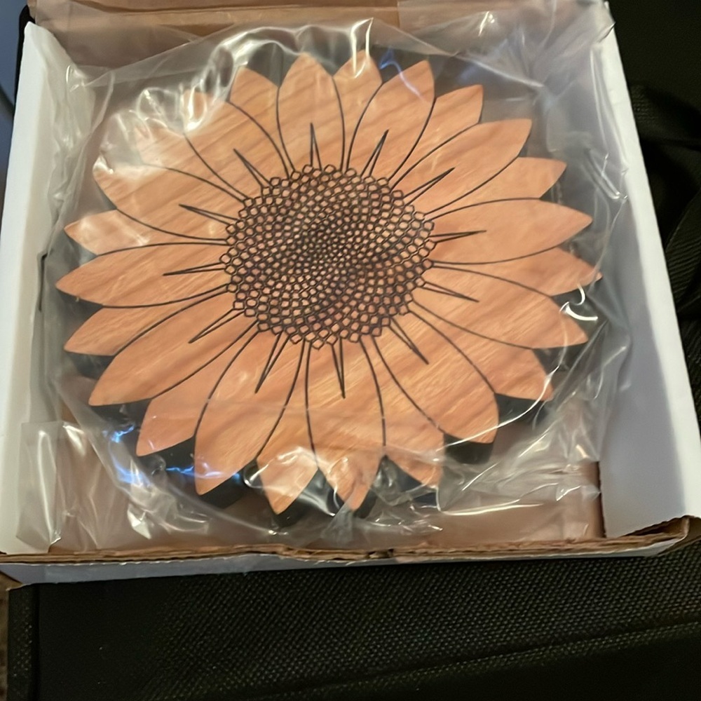 NEW IN BOX - Wood Sunflower Trivet​
